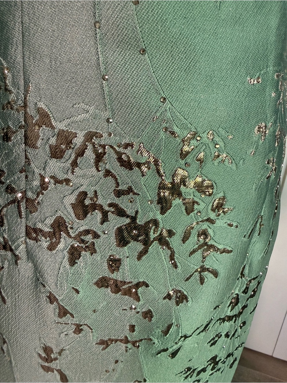 Rene Ruiz Sage Green Embroidered Evening Gown - Picture 3 of 11